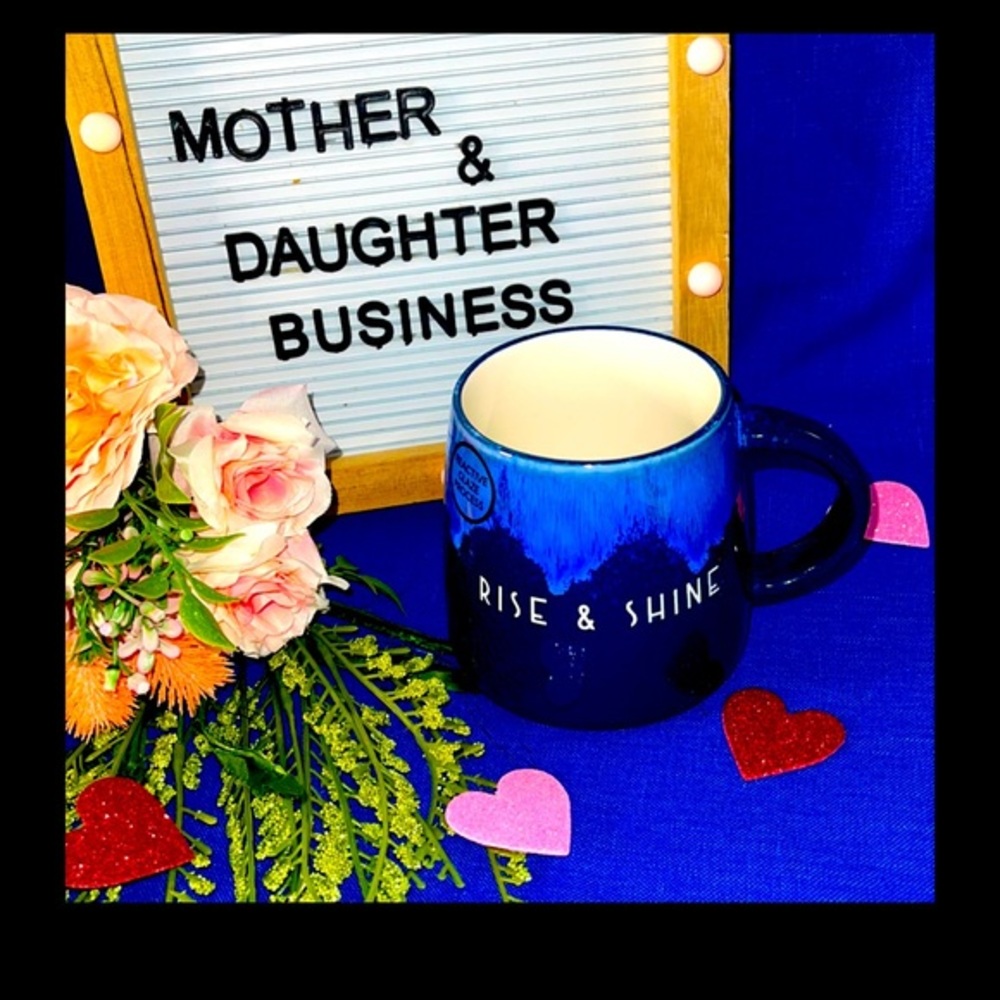 Rise & Shine place & time cobalt blue Coffee Mug NWOT